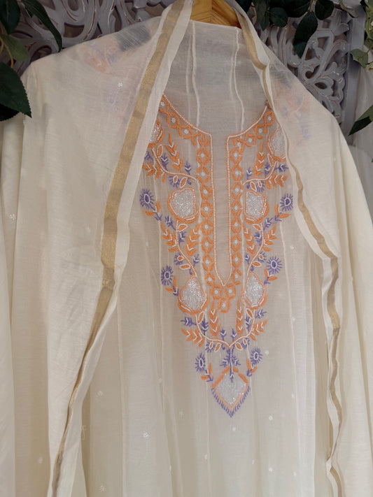 Anah pure mul chanderi anarkali (semi stitched)