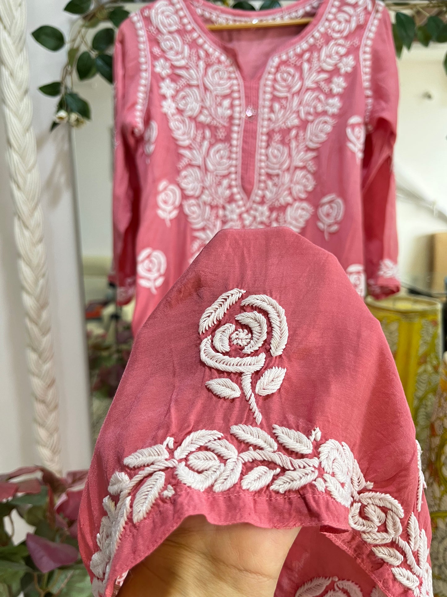Rose muslin kurta