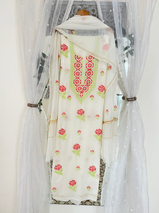 Maaha pure mul chanderi suit set (Unstitched)