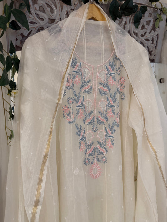 Anah pure mul chanderi anarkali (semi stitched)