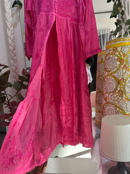 Mehar muslin front open long dress