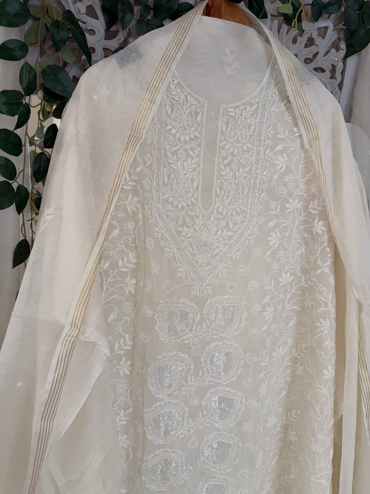 Kohinoor mul chanderi 2 piece suit set(unstitched)