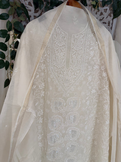 Kohinoor mul chanderi 2 piece suit set(unstitched)