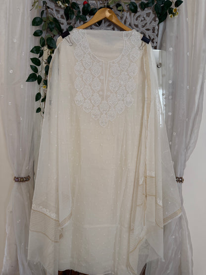 Noor mul chanderi 2 piece suit set(unstitched)