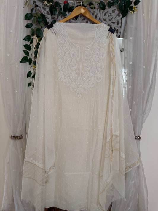 Noor mul chanderi 2 piece suit set(unstitched)