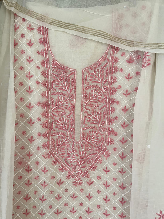 Anaiza mul chanderi suit set(unstitched)