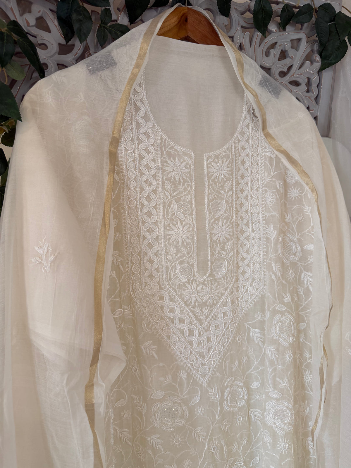 Kohinoor mul chanderi 2 piece suit set(unstitched)