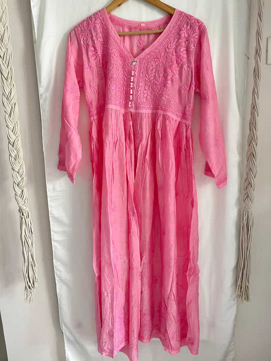 Mehar muslin front open long dress