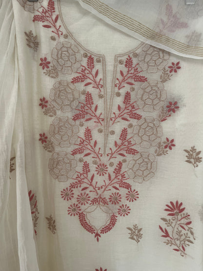 Maaha pure mul chanderi suit set (Unstitched)