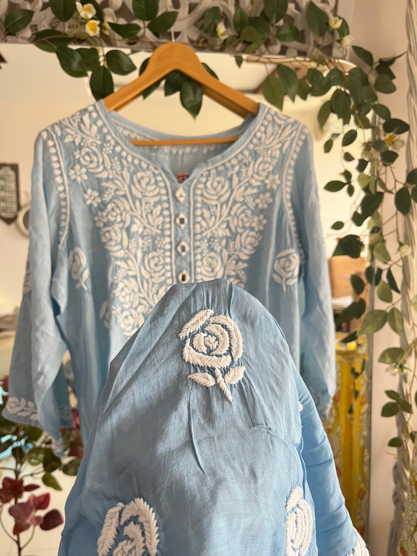 Rose mirror muslin kurta