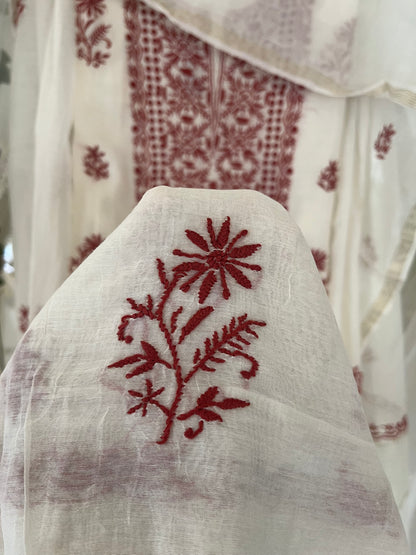 Maaha pure mul chanderi 3piece suit set (Unstitched)