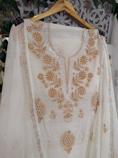 Maaha pure mul chanderi 2 piece suit set (Unstitched)