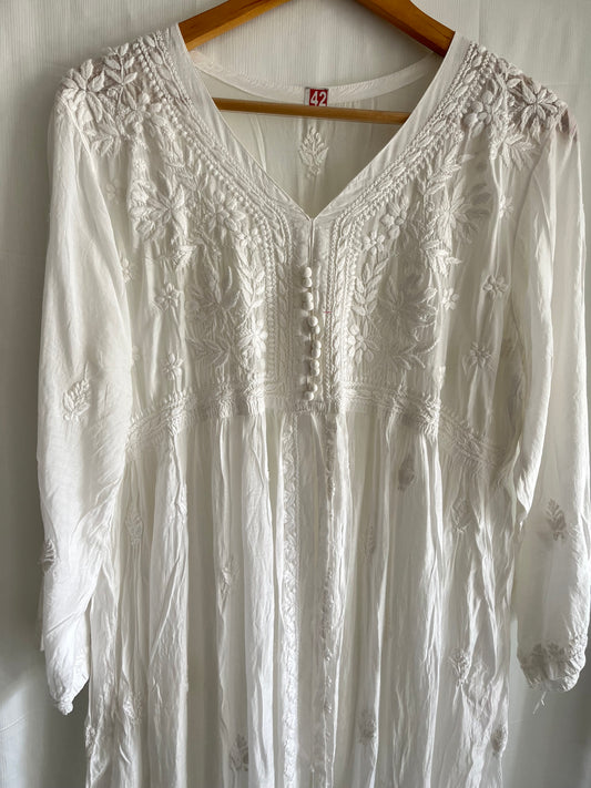 Front open white dress
