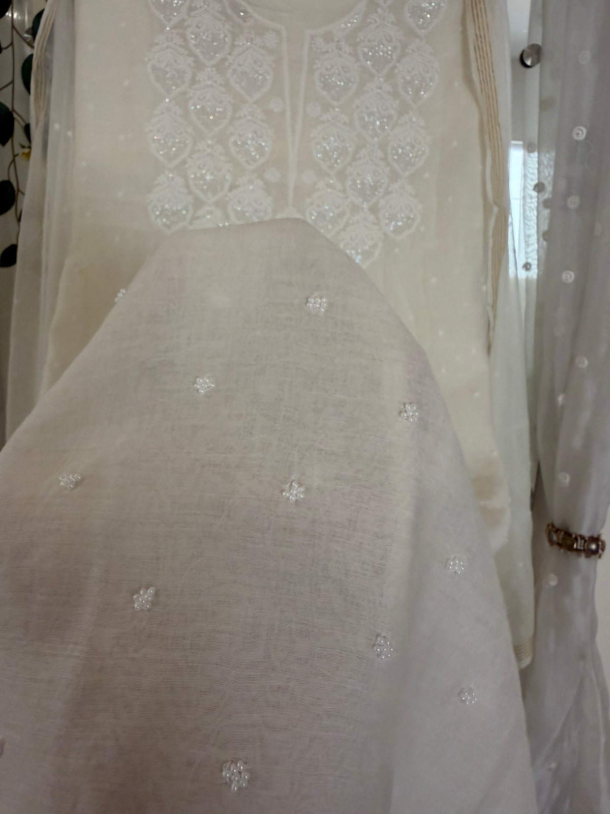 Noor mul chanderi 2 piece suit set(unstitched)
