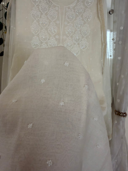 Noor mul chanderi 2 piece suit set(unstitched)