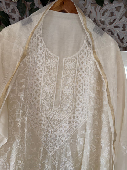 Kohinoor mul chanderi 2 piece suit set(unstitched)