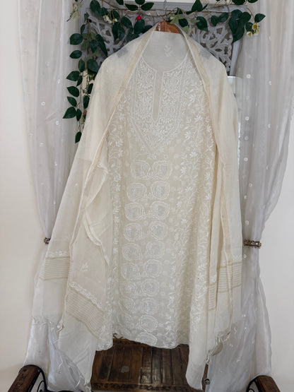Kohinoor mul chanderi 2 piece suit set(unstitched)