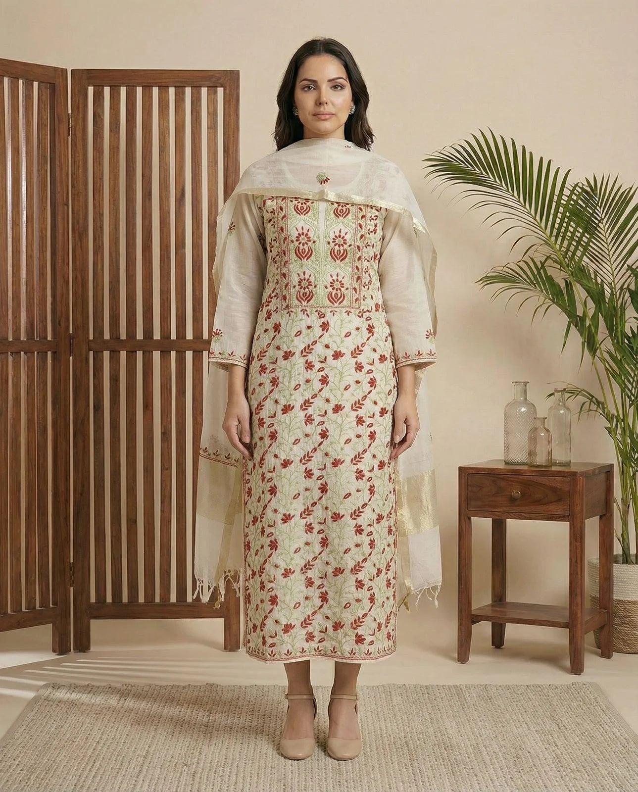 Azba mul suit set(Unstitched)