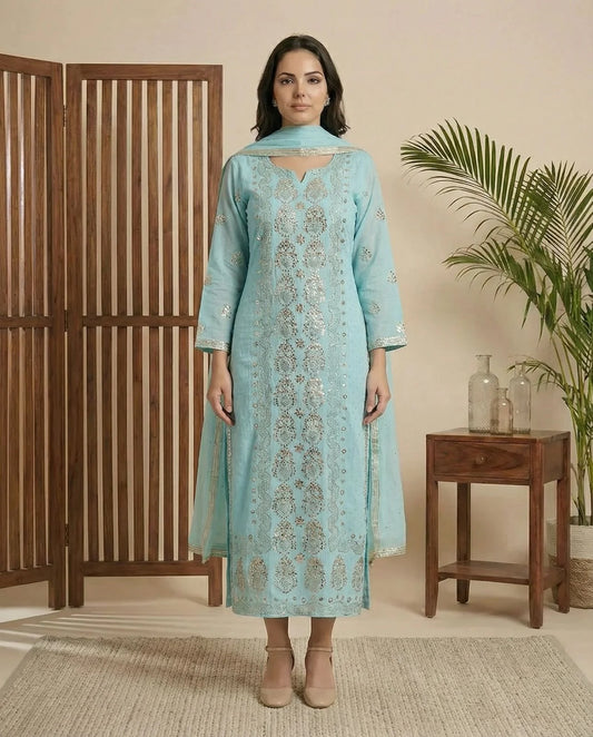 Noor mukaish suit sets (Unstitched)