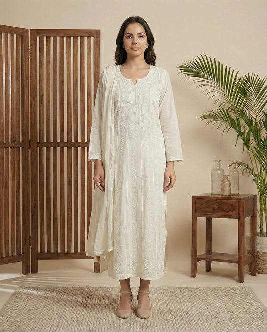 Maahi mul anarkali suit set(Semi stitched)