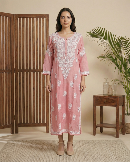 Rose muslin kurta