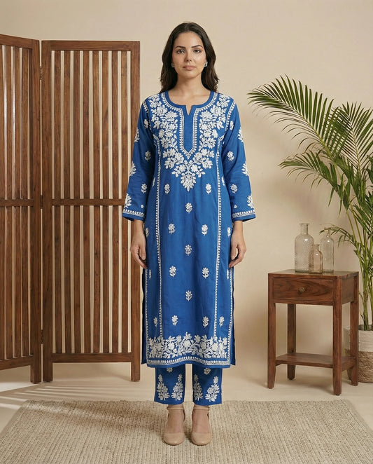 Mehwish crape coord set(royal blue)