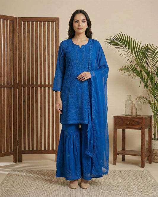 Noor sharara suit set blue