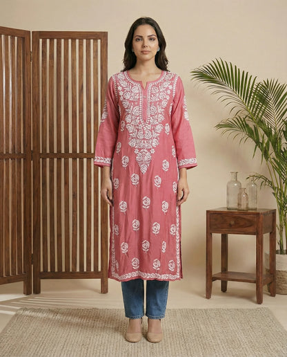 Rose muslin kurta
