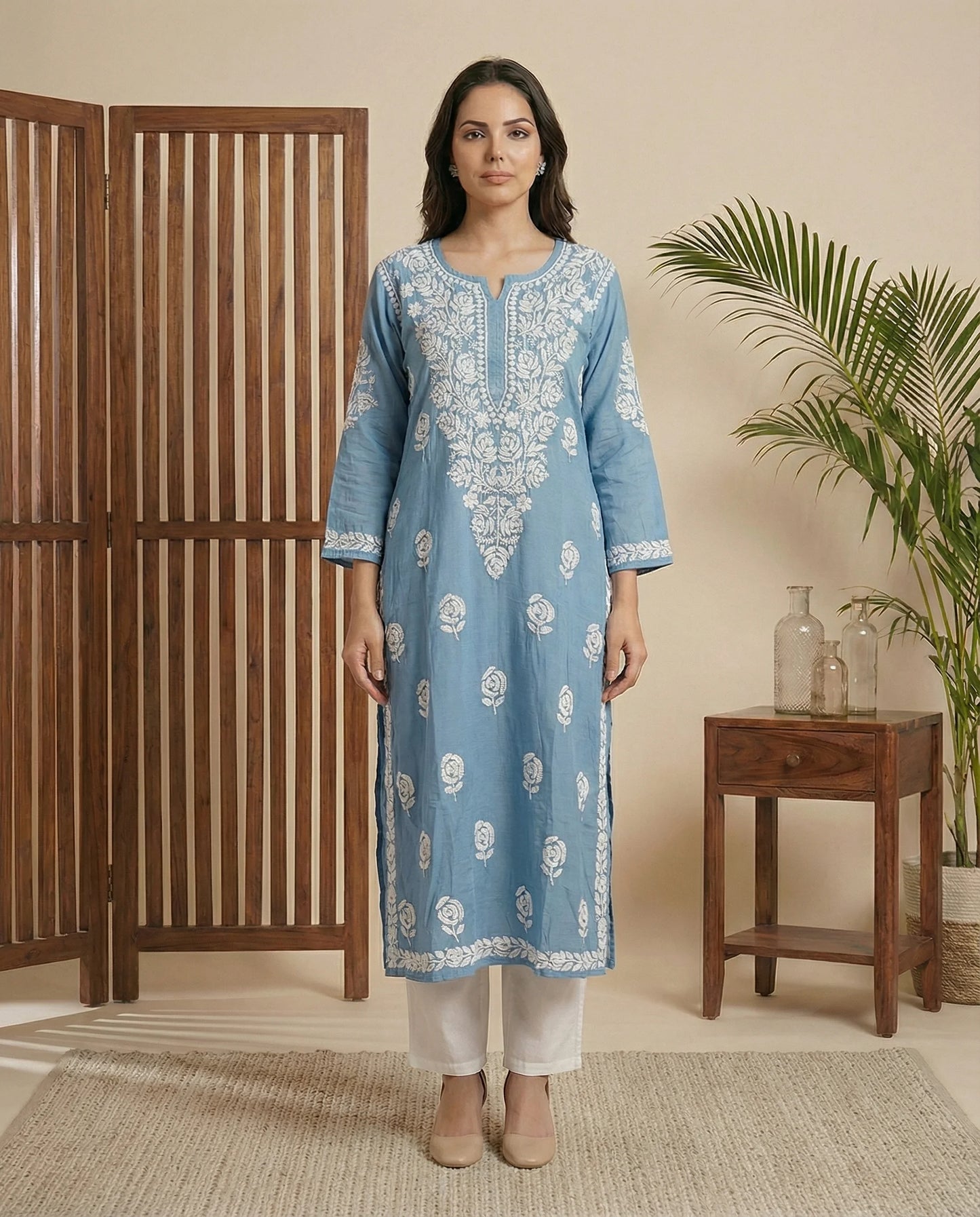 Rose muslin kurta