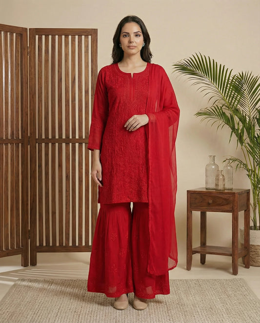 Noor sharara suit set red