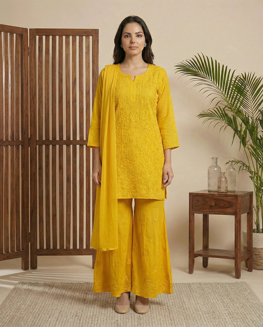 Noor sharara suit set mustard yellow