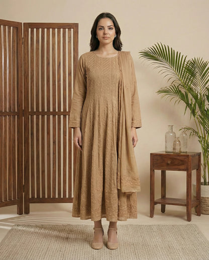 Camel Anarkali set