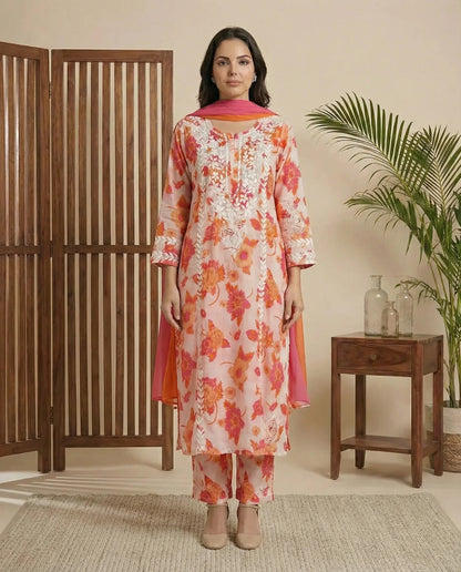 Zaara mul suit set with dupatta