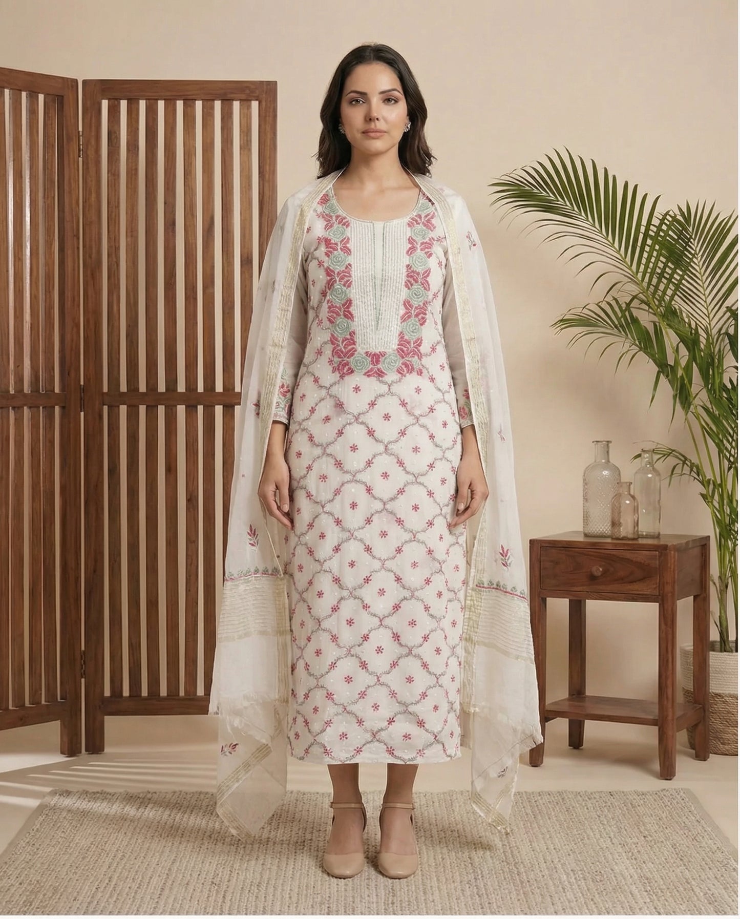 Anaiza mul chanderi suit set