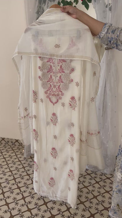 Maaha pure mul chanderi suit set (Unstitched)